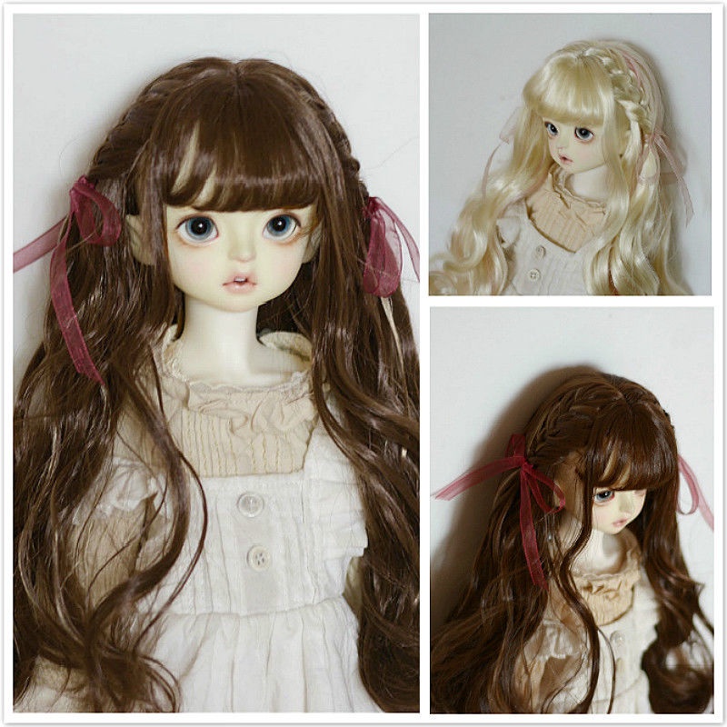 BJD doll wig 6 points 4 points giant baby 3 points buckle long curly hair air bangs wig 60cm girl daily
