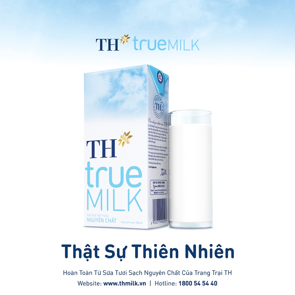 Combo 4 lốc sữa tươi tiệt trùng vị tự nhiên TH true MILK GOLD 180ml