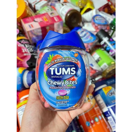 Kẹo Giảm Đầy Hơi Khó Tiêu Tums Antacid Chewy Bites Assorted Berries