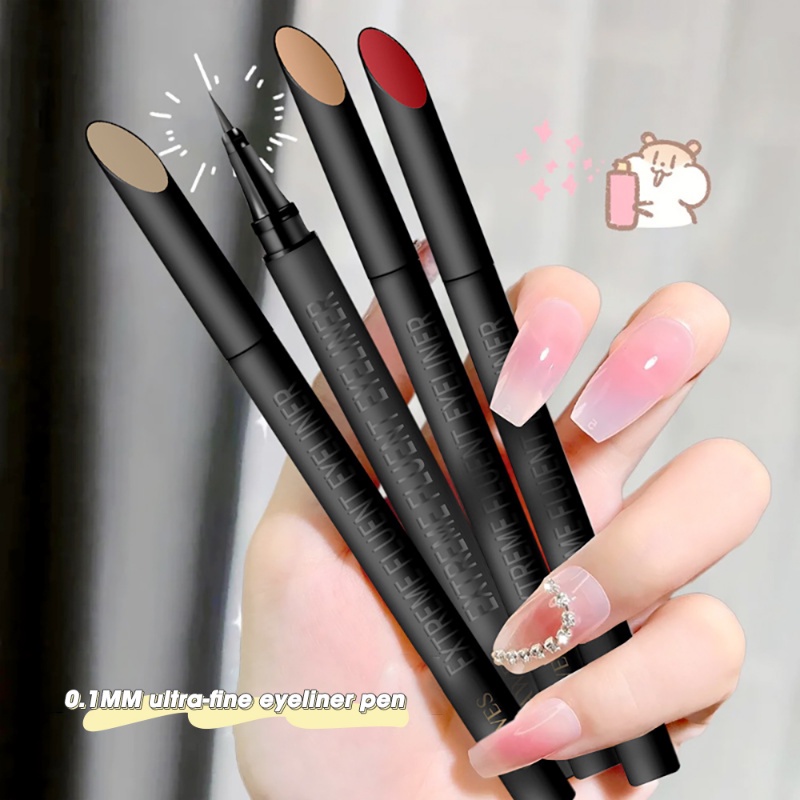 Bút Kẻ Mắt Dạng Lỏng Qiwes Màu Đen / Nâu Ngòi 0.1mm Chống Thấm Nước Lâu Trôi