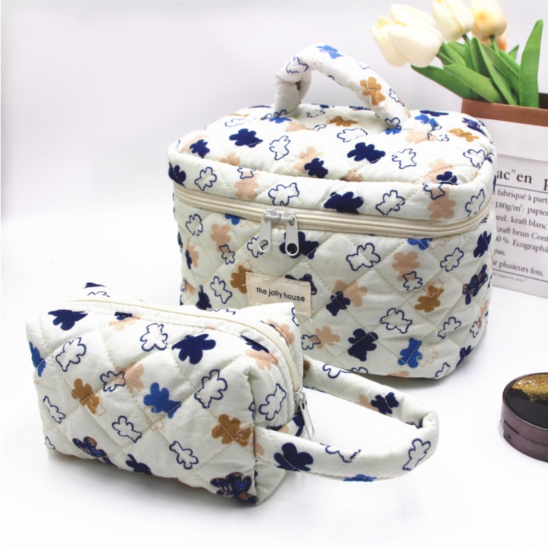 Túi Đựng Đồ Trang Điểm Họa Tiết Hoa Dung Tích Lớn Tiện Dụng Khi Đi Du Lịch