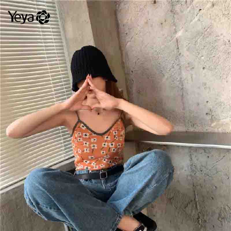 Áo hai dây YEYA in họa tiết đơn giản thời trang dành cho nữ