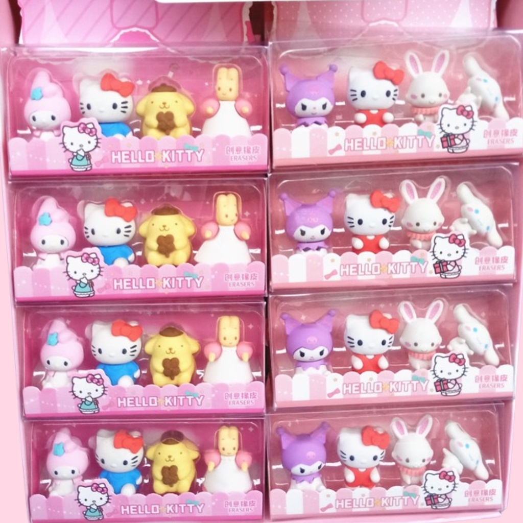 Set gôm/tẩy 4 nhân vật Sanrio dễ thương lắp ráp sáng tạo CuteMe