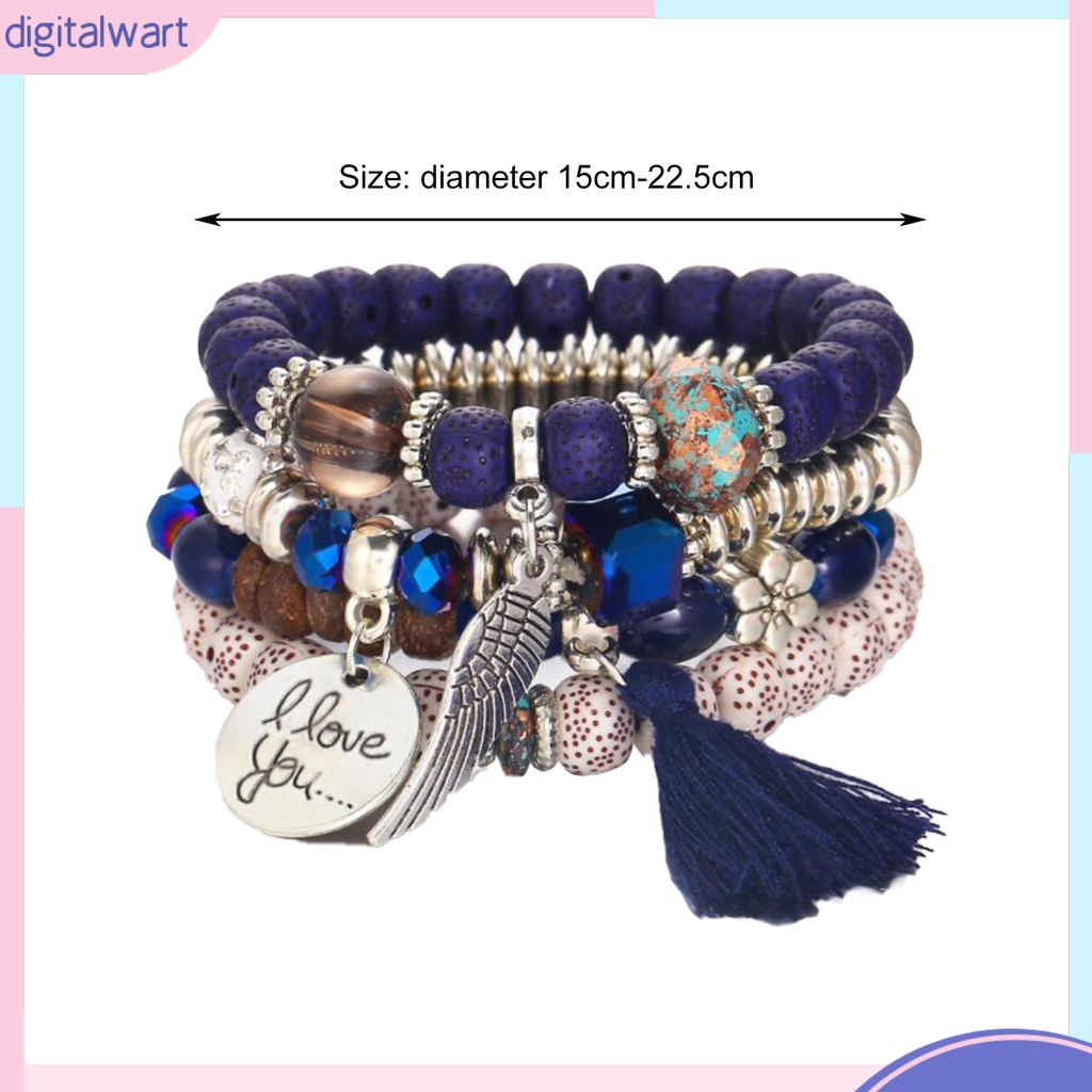 Set 4 Vòng Tay Chuỗi Hạt Nhiều Lớp Phong Cách Bohemian Hiện Đại Cho Nữ