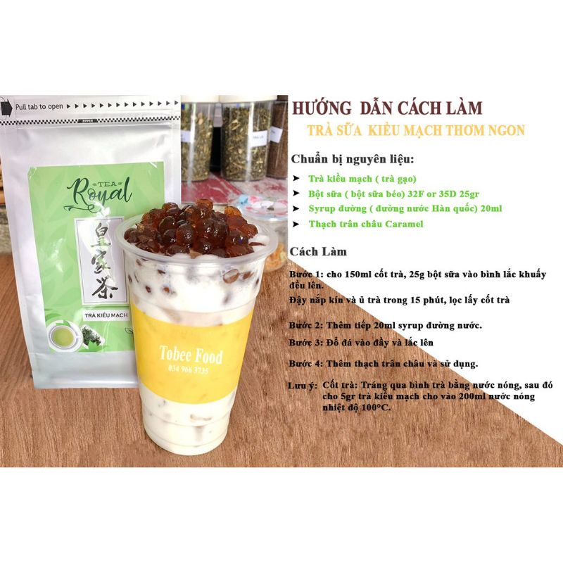 Trà gạo rang Trà Kiều Mạch Royal túi 500G