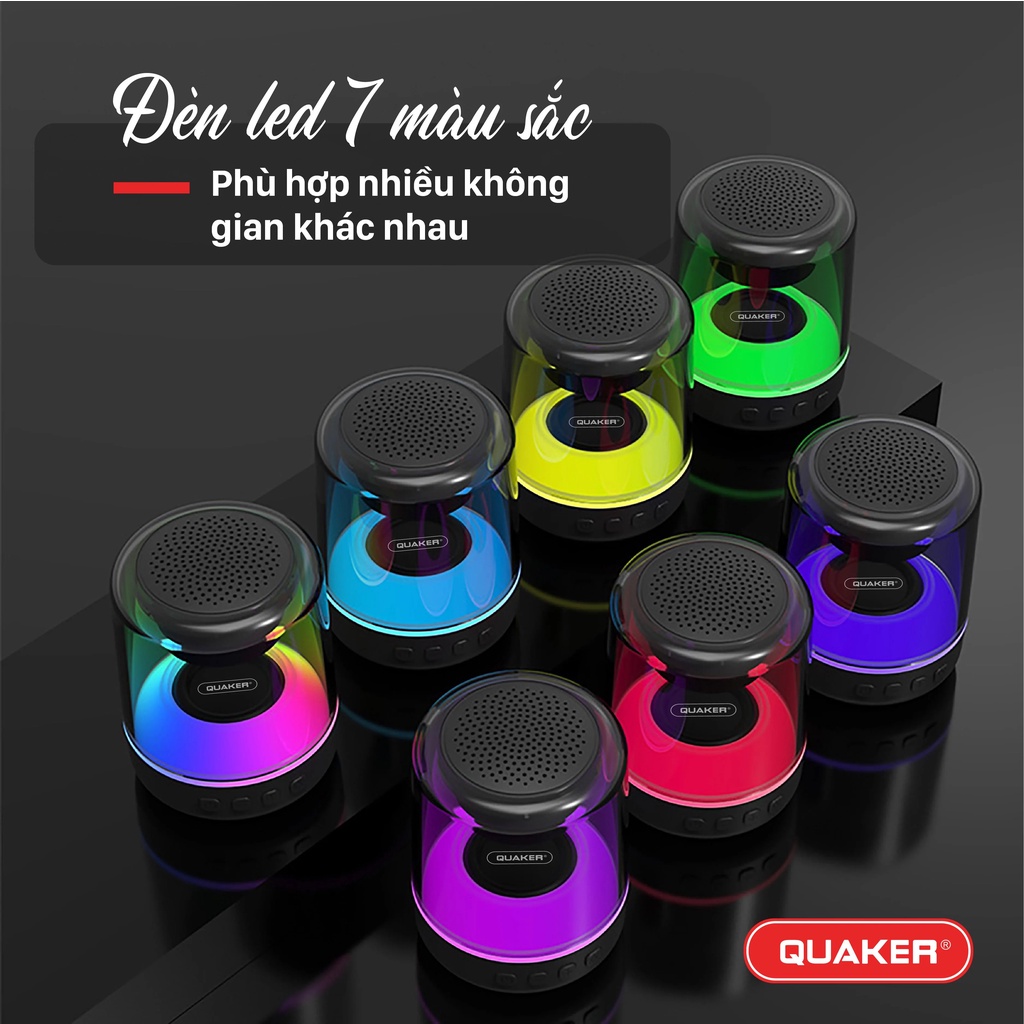 Loa bluetooth mini Quaker QL01 đèn led 7 màu âm thanh sống động thiết kế nhỏ gọn