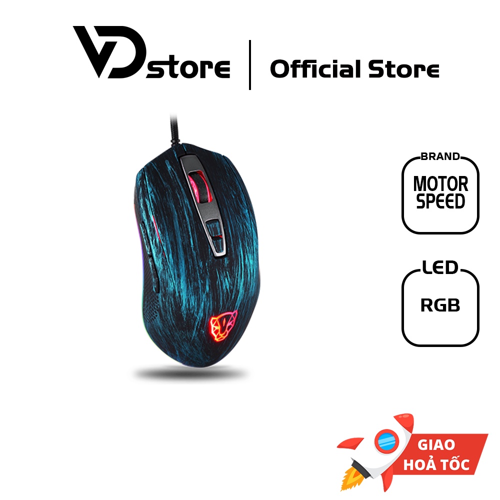 Chuột Motospeed V60 Van Gogh RGB Gaming 5000DPI chuyên game, có led thay đổi - Hàng chính hãng, BH 12 tháng (màu Xanh)