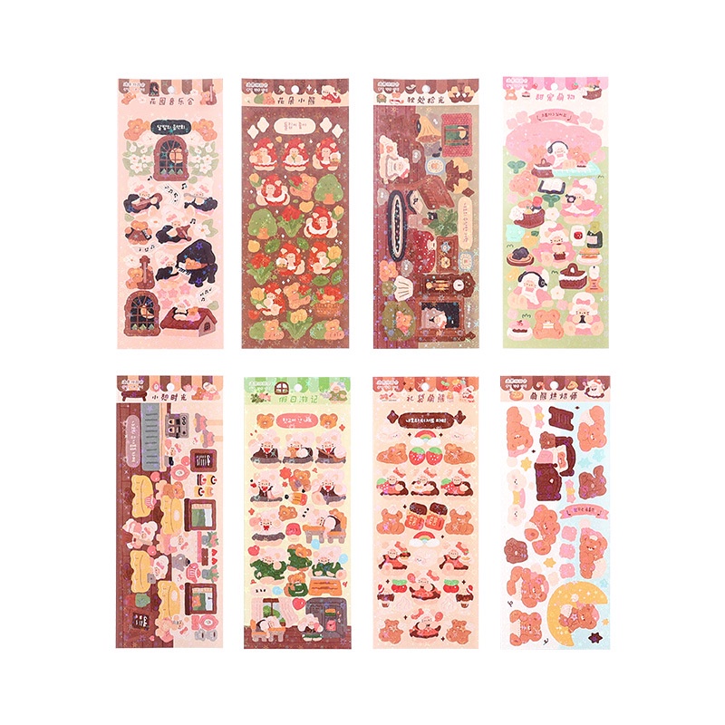 Set 2 Tấm Hình Dán PVC Chống Nước Hình Gấu Dễ Thương