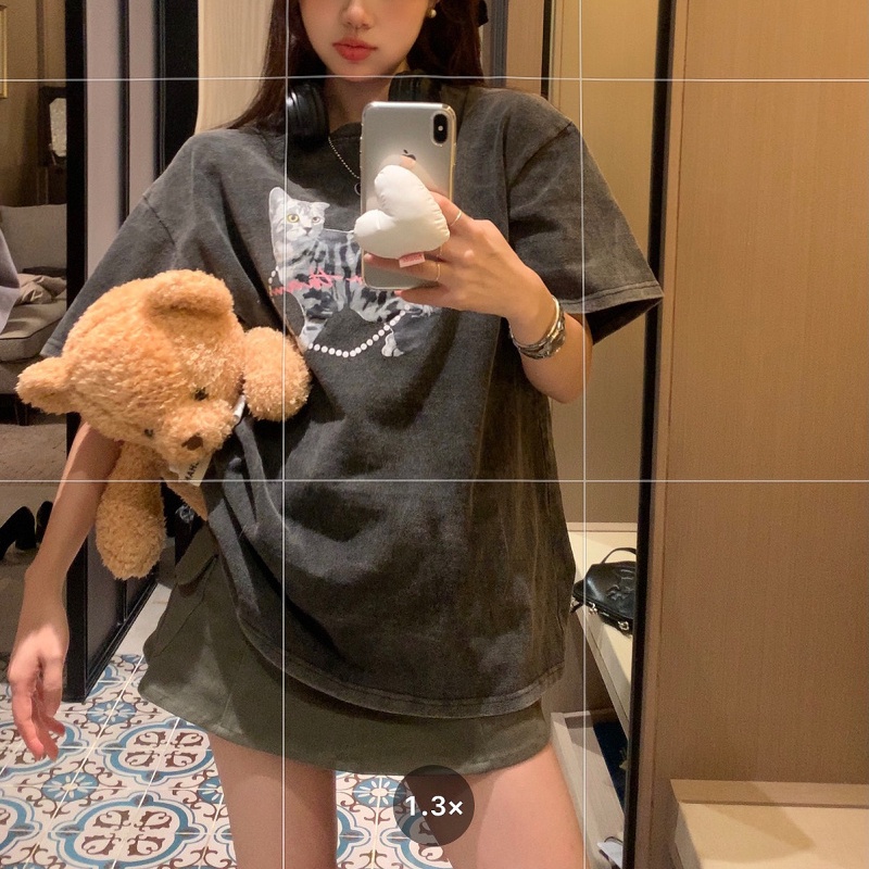 Áo thun SUXI ngắn tay dáng rộng in họa tiết thời trang mùa hè dành cho nữ