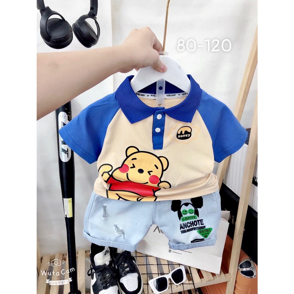 Bộ cộc QC bé trai POLO gấu siêu xinh (B01, B02, B03) (From từ 8-18kg)