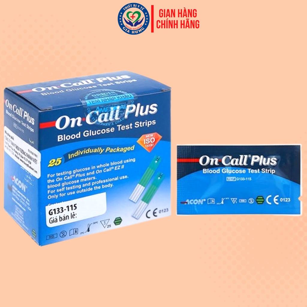Que Thử Đường Huyết Acon On Call Plus + Kèm theo kim chích