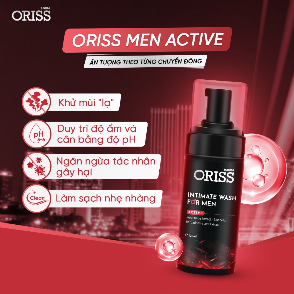 Dung Dịch Vệ Sinh Chuyên Biệt Cho Nam Dạng Bọt Oriss Intimate Wash For Men - 120ml/chai - EZ Pharmacy