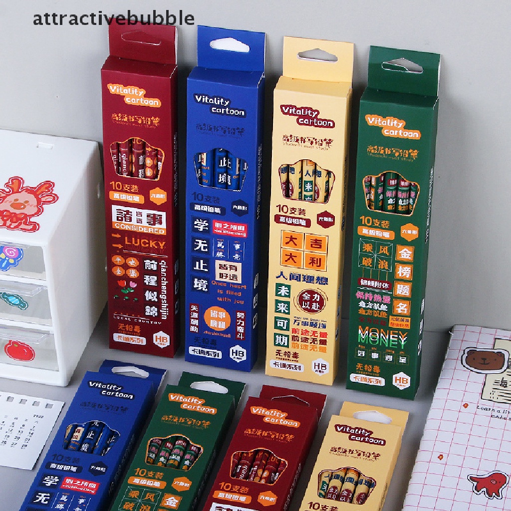 Set 10 Bút Chì Graphite Kiểu Hàn Quốc Đáng Yêu Cho Bé