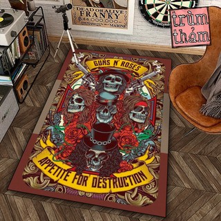 Thảm Trang Trí Gun N' Rose Psychedelic Poster Rock N' Roll 8Plus Decor Phòng Ngủ Phòng Khách Văn Phòng