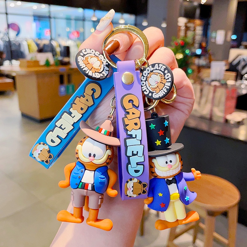 Móc Chìa Khóa Bằng Silicon Hình Mèo Garfield Hoạt Hình Dễ Thương