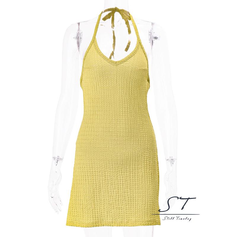 Đầm Ngắn Không Tay Cổ Chữ V Màu Trơn Thời Trang Dành Cho Nữ CY03 One