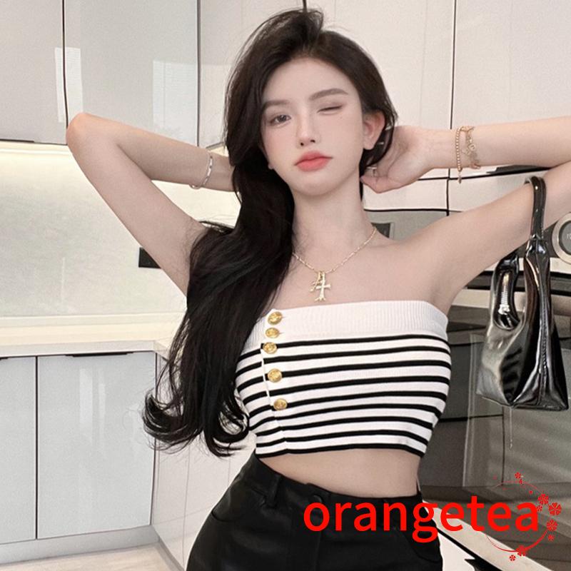 Áo Croptop Sát Nách Hoạ Tiết Kẻ Sọc Thời Trang Mùa Hè Cho Phái Nữ