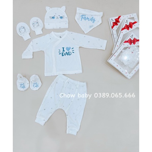 SET Bộ Sơ sinh Moon cài chéo Full đồ vải petit sz 0-3m