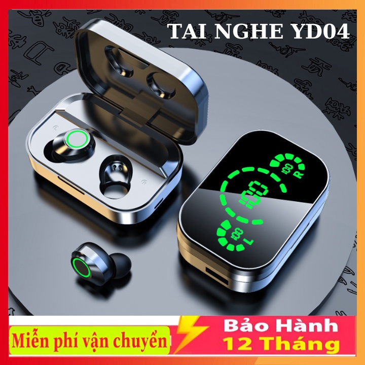Tai Nghe Bluetooth YD04 Cảm Ứng Thông Minh Chống Ồn Tốt Bass Mạnh Pin 1500mah