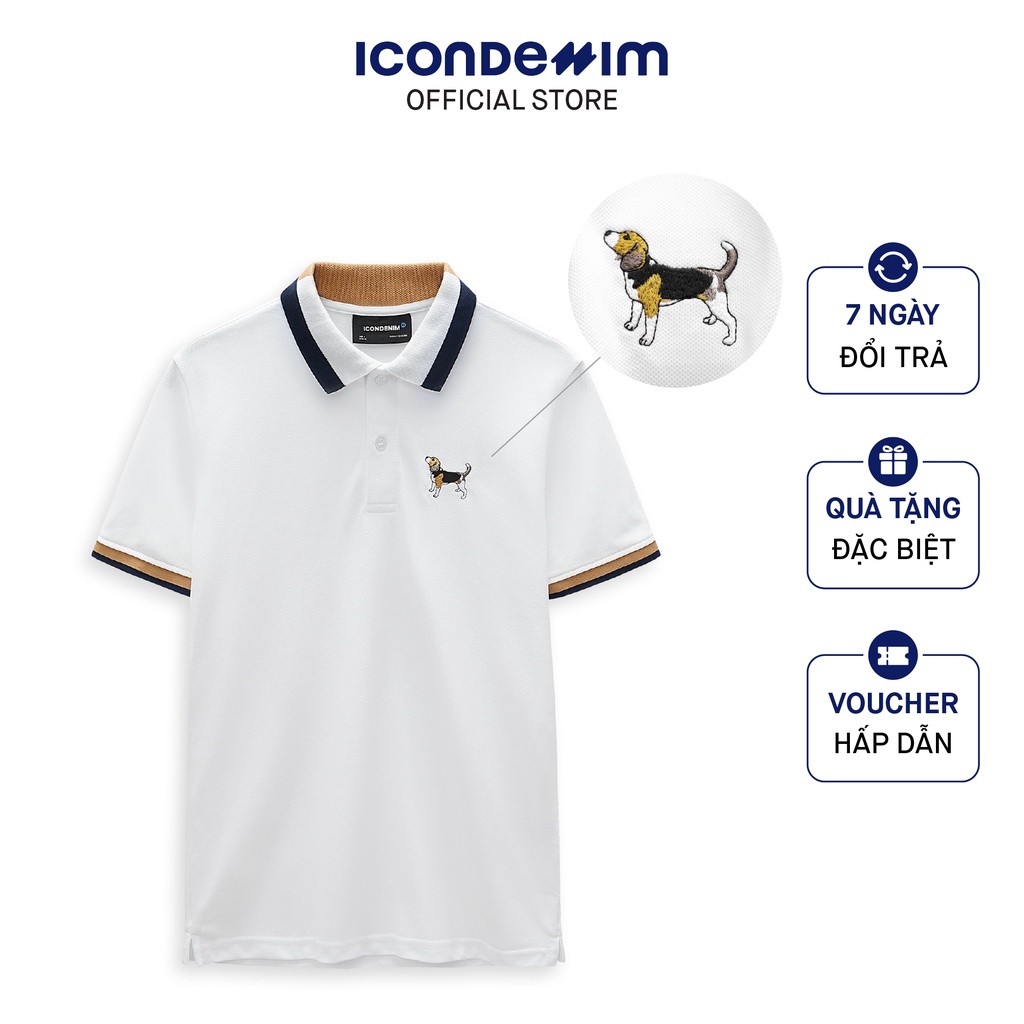 Áo Polo Nam ICONDENIM Cool Plus Phối Viền Dog Printed Lịch Lãm PLID0057