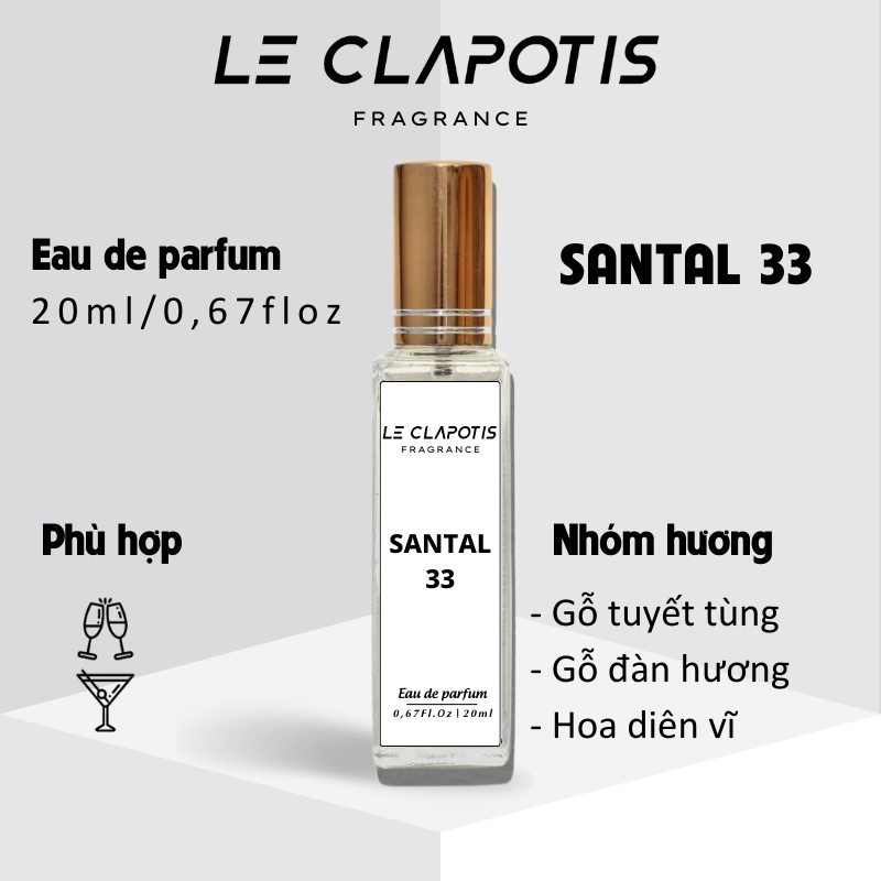 Nước Hoa Santal 33 chính hãng Le Clapotis 20ml thơm lâu hương gỗ trầm ấm sang trọng