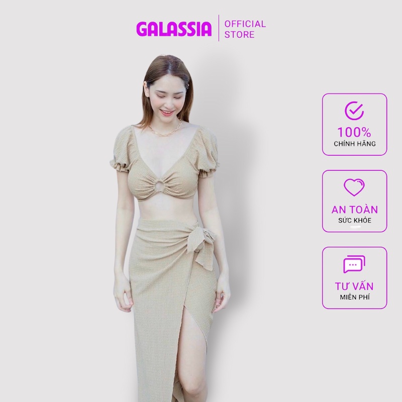 Bikini set đồ bơi nữ kín đáo 3 mảnh kèm khăn choàng tắm biển sexy mùa hè Galassia | BigBuy360 - bigbuy360.vn