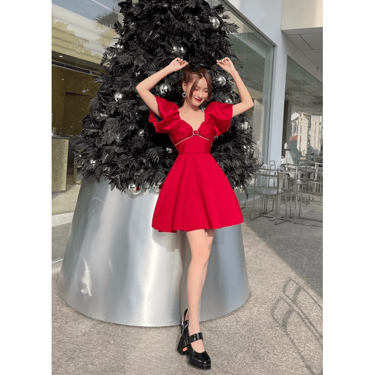 MUA ĐI CHỜ CHI - ĐẦM TAPTA TAY NGẮN PHỒNG ÔM EO CÚP NGỰC DÁNG NGẮN CỰC XINH ĐẸP TRONG TONE MÀU ĐỎ ĐI CHƠI DỰ TIỆC UP SH