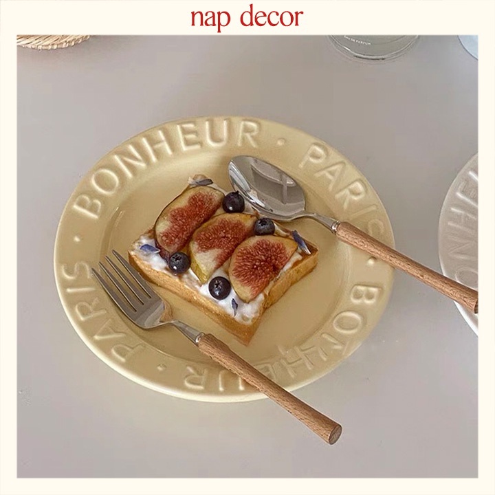 Đĩa gốm sứ màu pastel cao cấp, đĩa sứ Bonheur Paris, đĩa gốm sứ decor trang trí phong cách Hàn Quốc