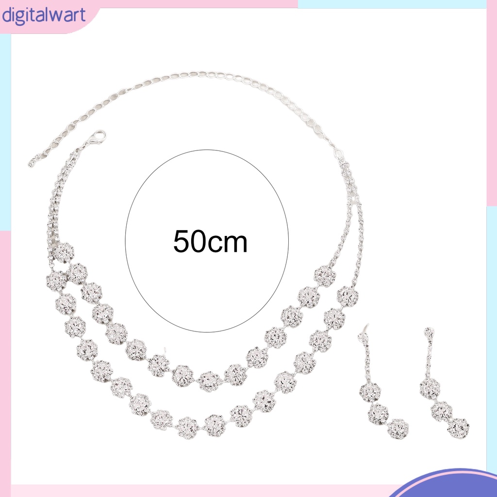 [DIWA] 1 Set Vòng cổ Và Bông Tai Bằng Hợp Kim Lấp Lánh Thanh Lịch