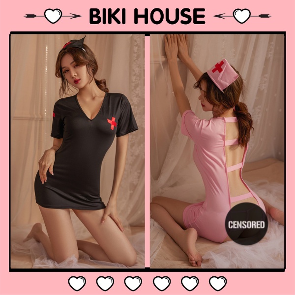 Đồ ngủ sexy cosplay y tá ôm body gợi cảm trang phục hóa trang nữ bác sĩ Anime khoét lưng quyến rũ BIKI HOUSE N752 - HCM