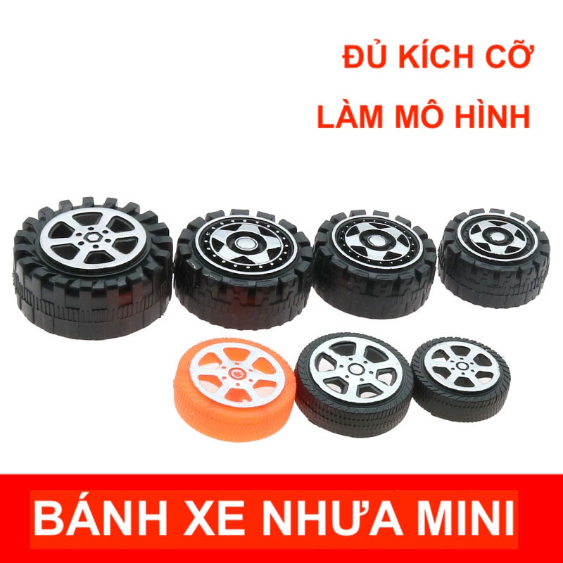 Bánh xe nhựa mini làm mô hình steam - Phụ kiện đồ chơi bánh xe lốp nhựa đủ kích cỡ - LK0490