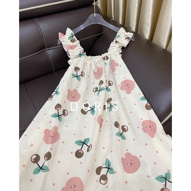 Váy Hai Dây Xốp Đũi Bản To BigSize Đến 80kg Có Chun Bo Và Nơ Ở Ngực