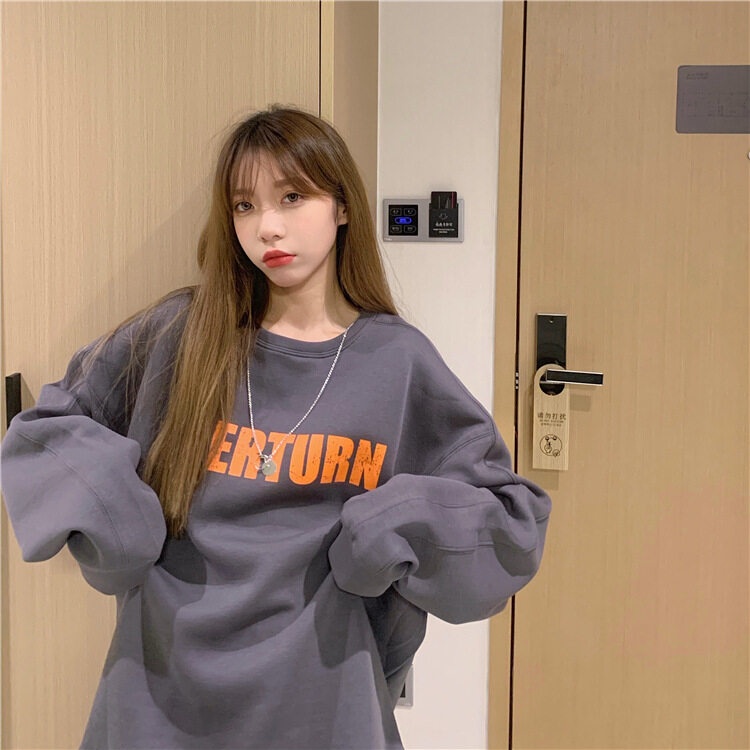 IELGY   IELGY  Áo Nỉ Dài Tay Phong Cách Hàn Quốc Trẻ Trung Dành Cho Nữ