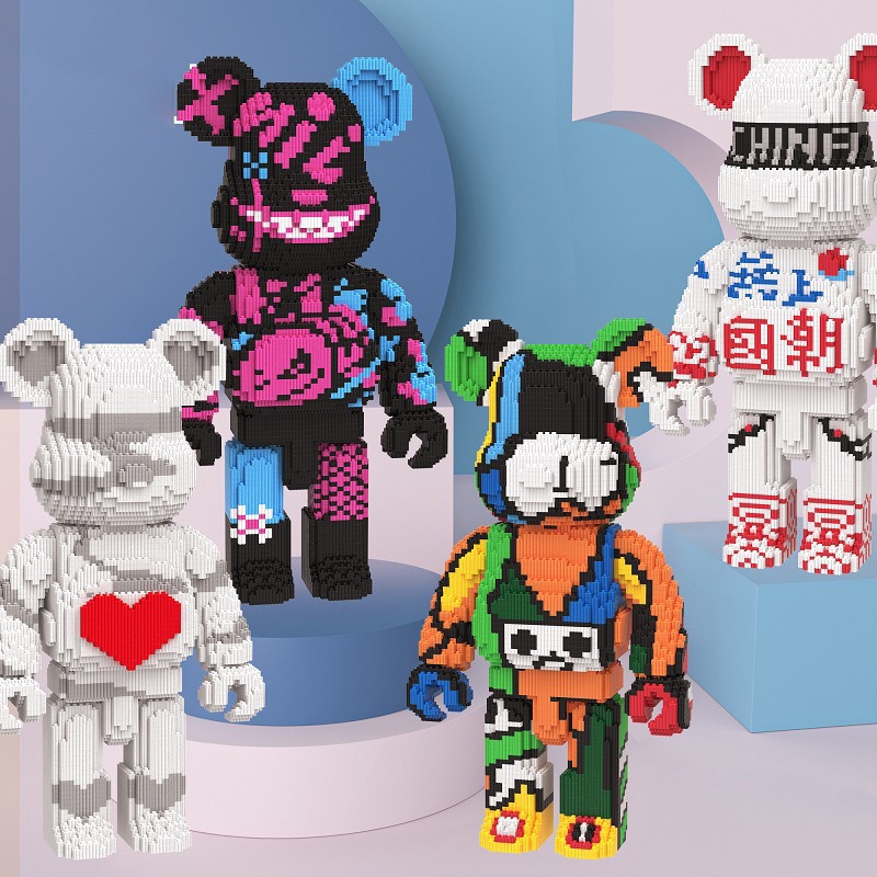 Đồ chơi khối lắp ráp hình gấu 55cm 71cm trang trí phòng khách