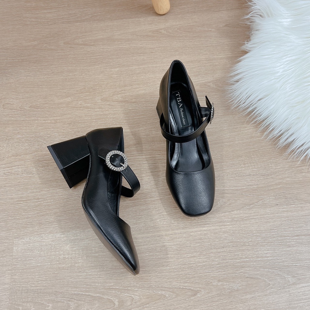 Giày Cao Gót Nữ 5 Phân Thiết Kế Khóa Đá Tròn Phong Cánh Lên Chân Tôn Dáng Chuẩn Fom Hàng Loại 1 Size 35 - 39