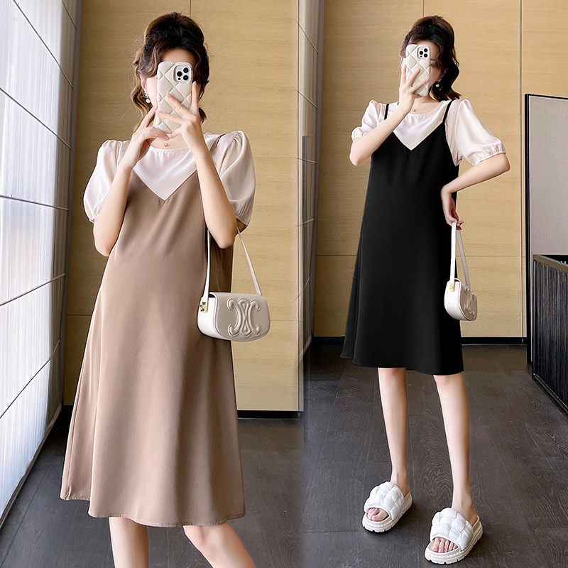 Đầm Mùa Hè Đầm Bà Bầu Phiên Bản Hàn Quốc Giữa Chiều Dài Giả Hai Mảnh Đầm Bà Bầu Màu Sắc Phù Hợp Sang Trọng Nửa Tay Đầm Đi Chơi Ma