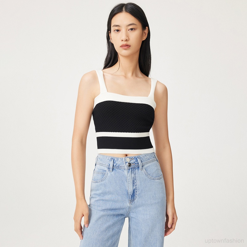 Áo Tank Top Sát Nách Kẻ Sọc Màu Sắc Tương Phản Cá Tính Cho Nữ