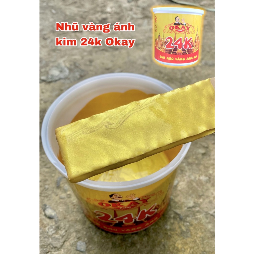 Sơn chậu Okay nhũ vàng ánh kim