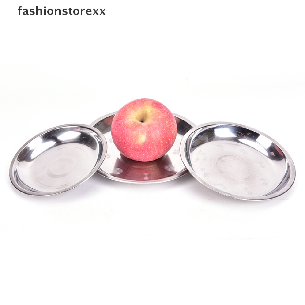 Đĩa ăn tối hình tròn bằng thép không gỉ đường kính 14-26cm cho cắm trại