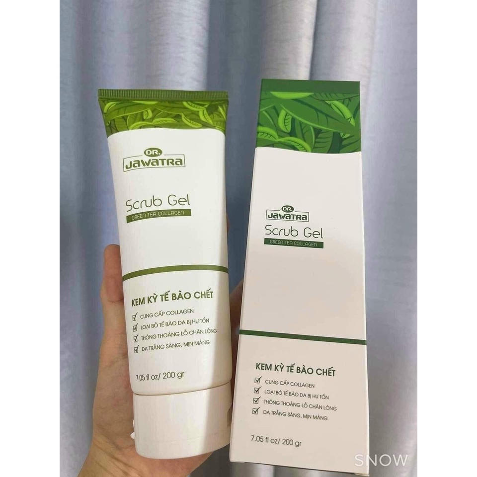 Kem tẩy tế bào chết trà xanh collagen Jawatra 200g