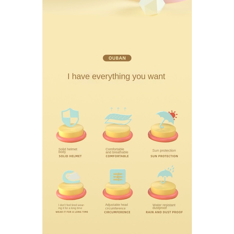 Mũ Bảo Hiểm Chống Nắng Họa Tiết Hoạt Hình Dễ Thương Thời Trang Mùa Hè Cho Bé