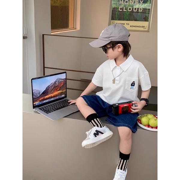 Set 3 áo POLO thêu gấu bé trai