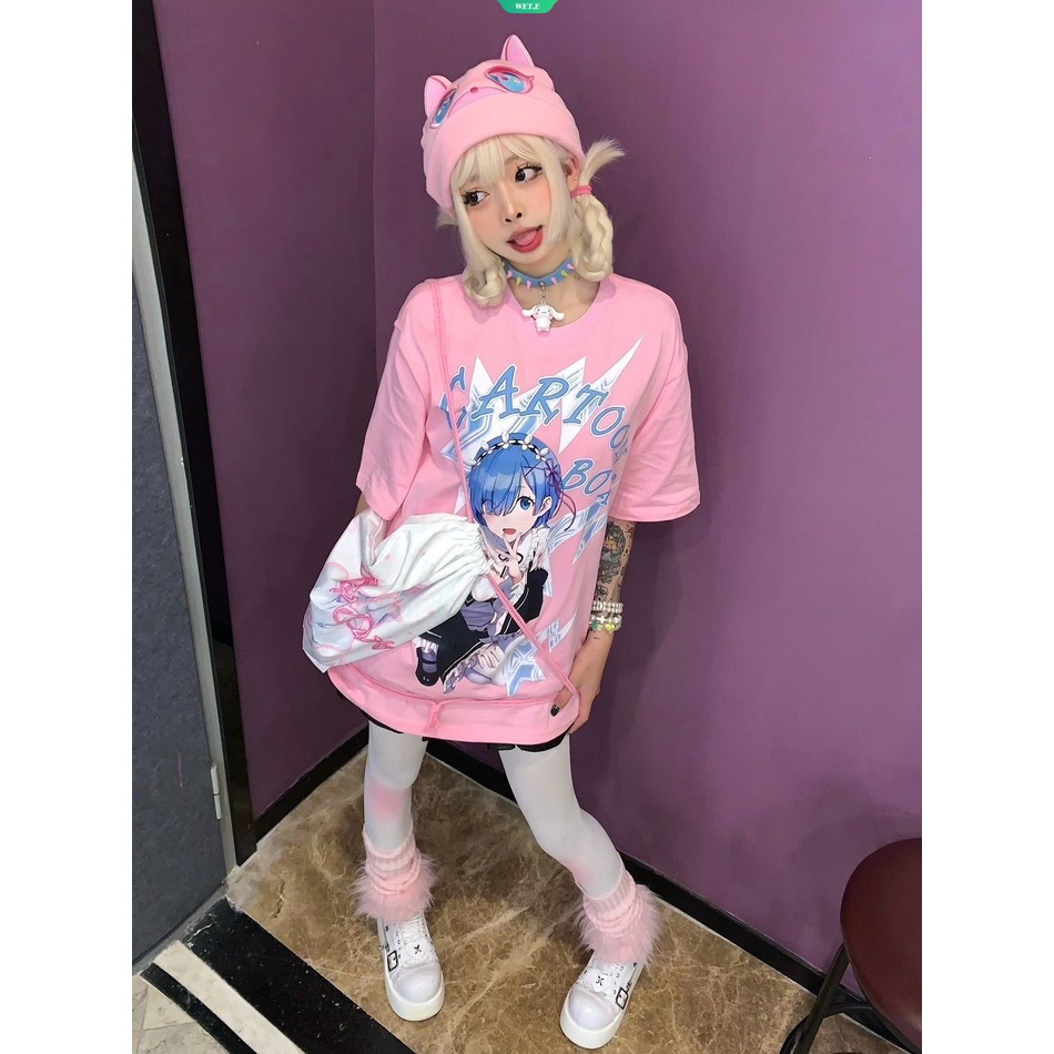 Áo Thun Cotton Tay Ngắn In Họa Tiết Hoạt Hình Phong Cách Nhật Bản Thời Trang Mùa Hè 2023 Cho Nữ