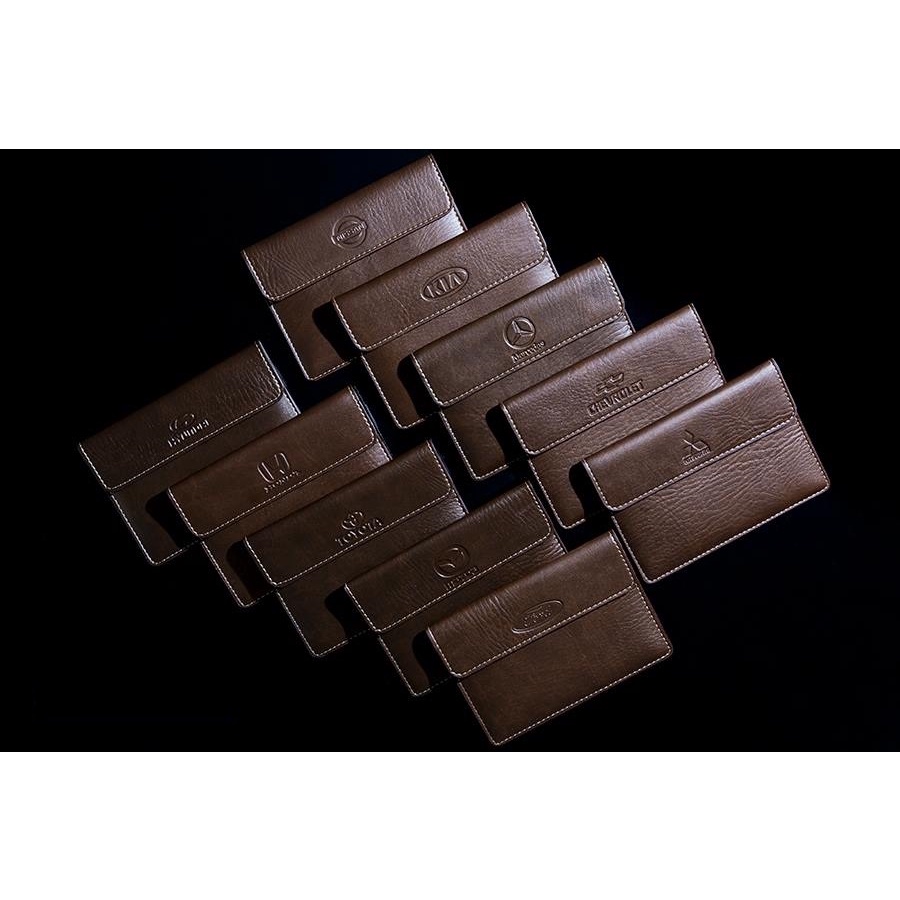 Hàng loại 1 - Nắp Nam Châm Cao Cấp - VÍ DA ĐỰNG GIẤY TỜ Ô TÔ Logo các Hãng xe hơi