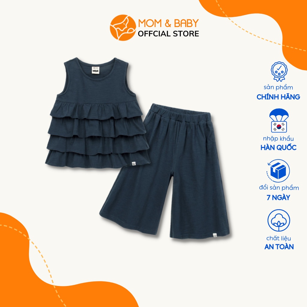Set bộ thun Petite Mieux bé gái cách tân xinh xắn màu xanh đen navy Dmebe01 MOM & BABY