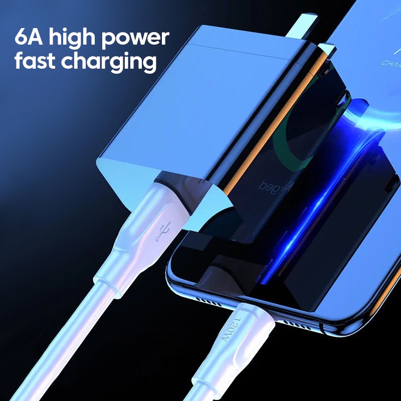 Dây Cáp Sạc Nhanh 120W 6A Bằng Silicone Loại C Chất Lượng Cao