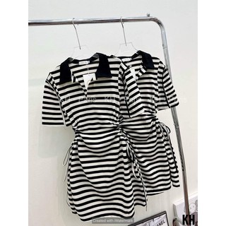 ĐẦM SỌC POLO KHOÉT EO BIGSIZE