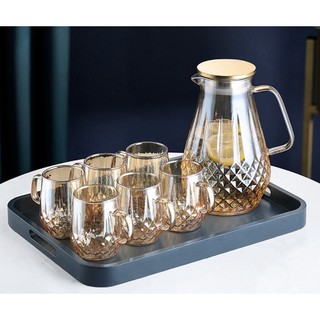 Bình nước, cốc thủy tinh Borosilicate Vàng, Bình thủy tinh vàng cao cấp chịu nhiệt dung tích 2000ml