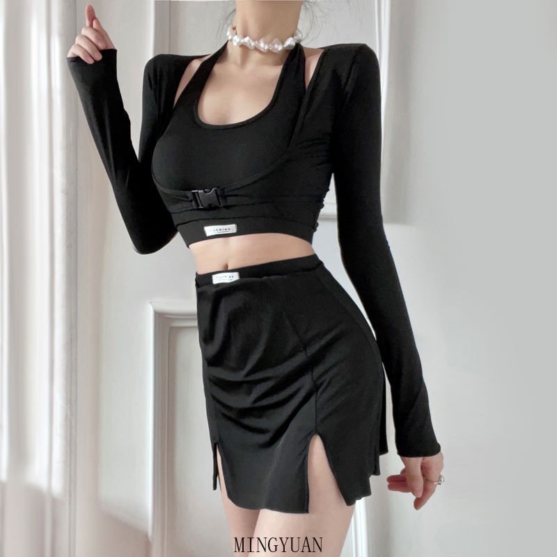 Bộ Đồ Bơi Tay Dài Kín Đáo Mới Năm 2023 Với Váy Xẻ Tà Mỏng Và Che Bụng Cho Nữ Sinh