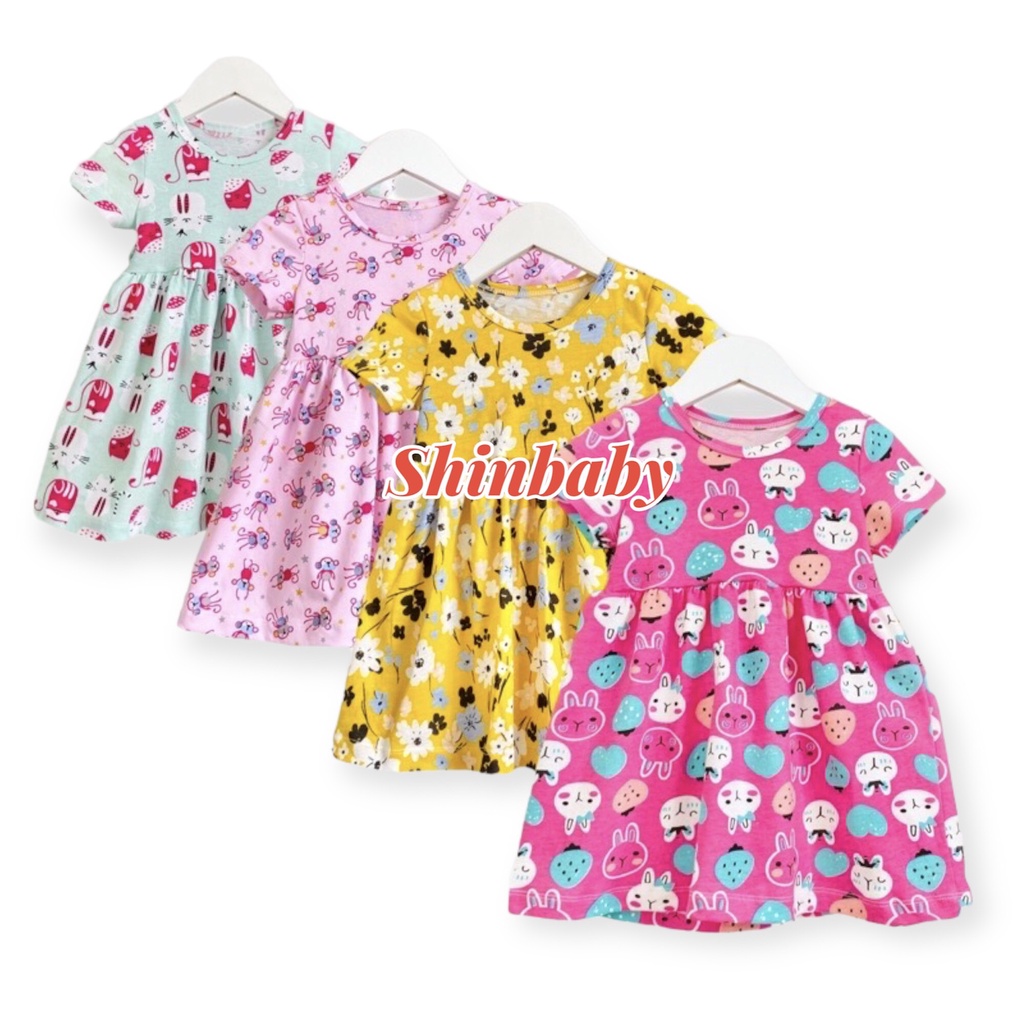 Váy đầm cộc tay cotton xuất xịn nhiều họa tiết dễ thương mềm mát mùa hè cho bé gái